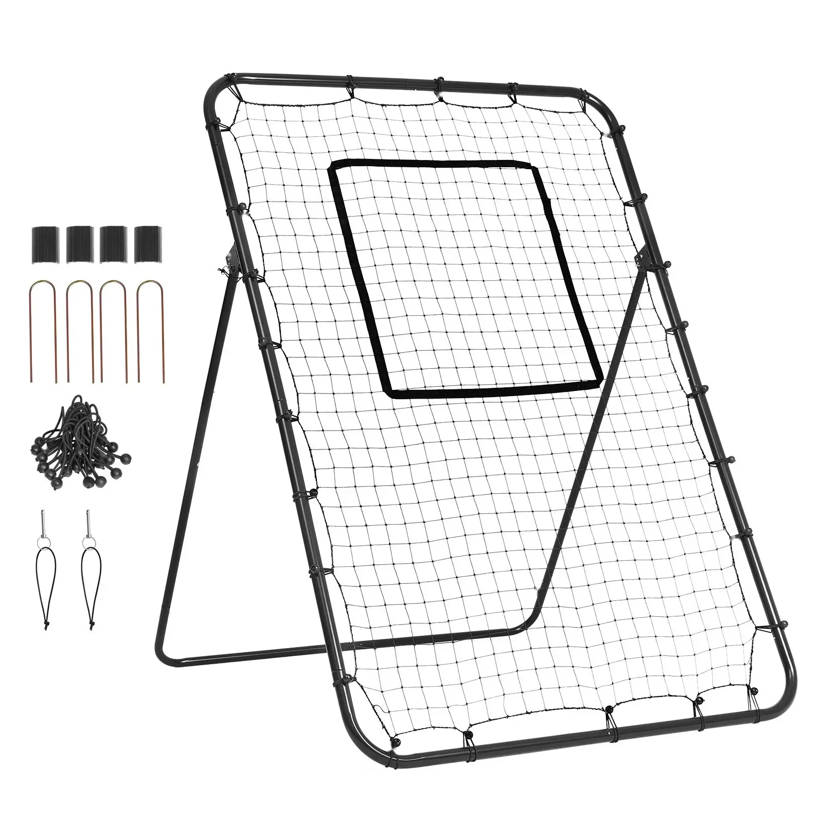 Baseball And Softball Rebounder Net Four By Six Foot PitchBack Adjustable Angles For Backyard Practice And Training Drills, Durable Steel Frame, Weather Resistant Netting, Easy Set Up, Portable Training Equipment