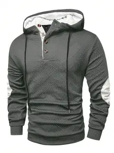 Men's Casual Contrast Color Patchwork Hoodie, Autumn/Winter