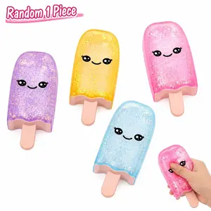 1 pc Random Generic Popsicle Squishy, Popsicle Stress Balls, Ergonomic Grip Ice Cream Squeeze Squishy, Slow Rising Gel Sugar Squishies Soft Sensory Fidget Toy for Party Favor Office School. ball squeeze toy