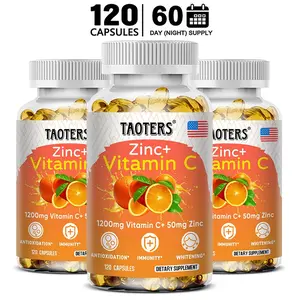 Taoters Zinc + Vitamin C Health Supplement - Skin, Hair,Nails, Immune System Support - 120 Capsules