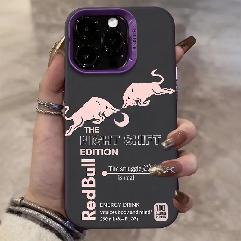 Red Bull Night Shift Edition phone case for iPhone 17 Air 16 Pro Max 15 14 Plus 13 12 11 XR XS stylish camera protection Shockproof Anti Drop Durable Phone Case.