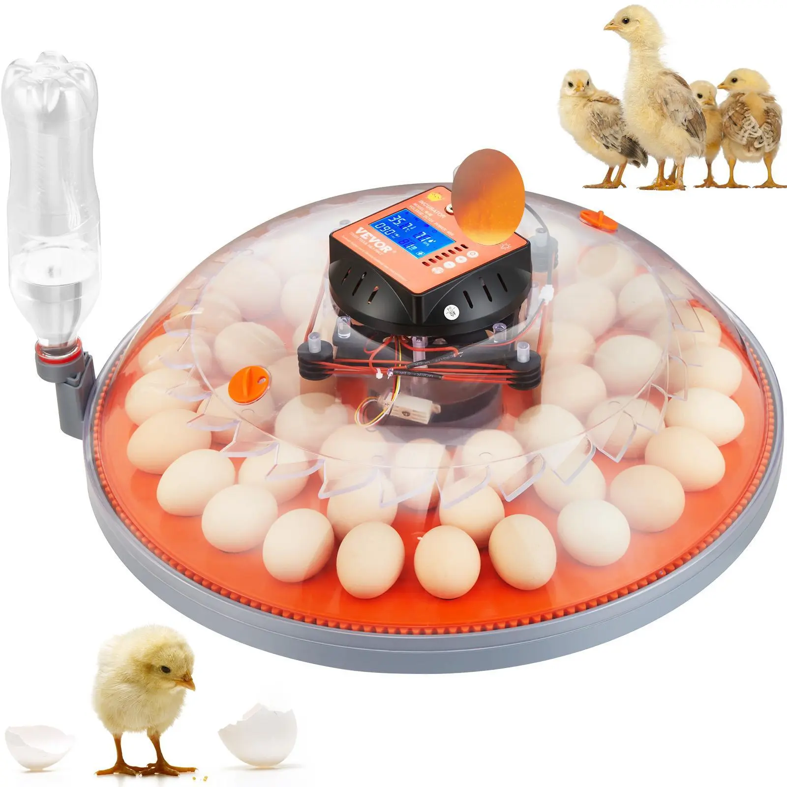 【FathersDayGift】VEVOR 48 Egg Incubator, Incubators for Hatching Eggs, 360° Automatic Egg Turner with Temperature and Humidity Display, 48 Eggs Poultry Hatcher with ABS Transparent Shell for Chicken, Duck, Quail