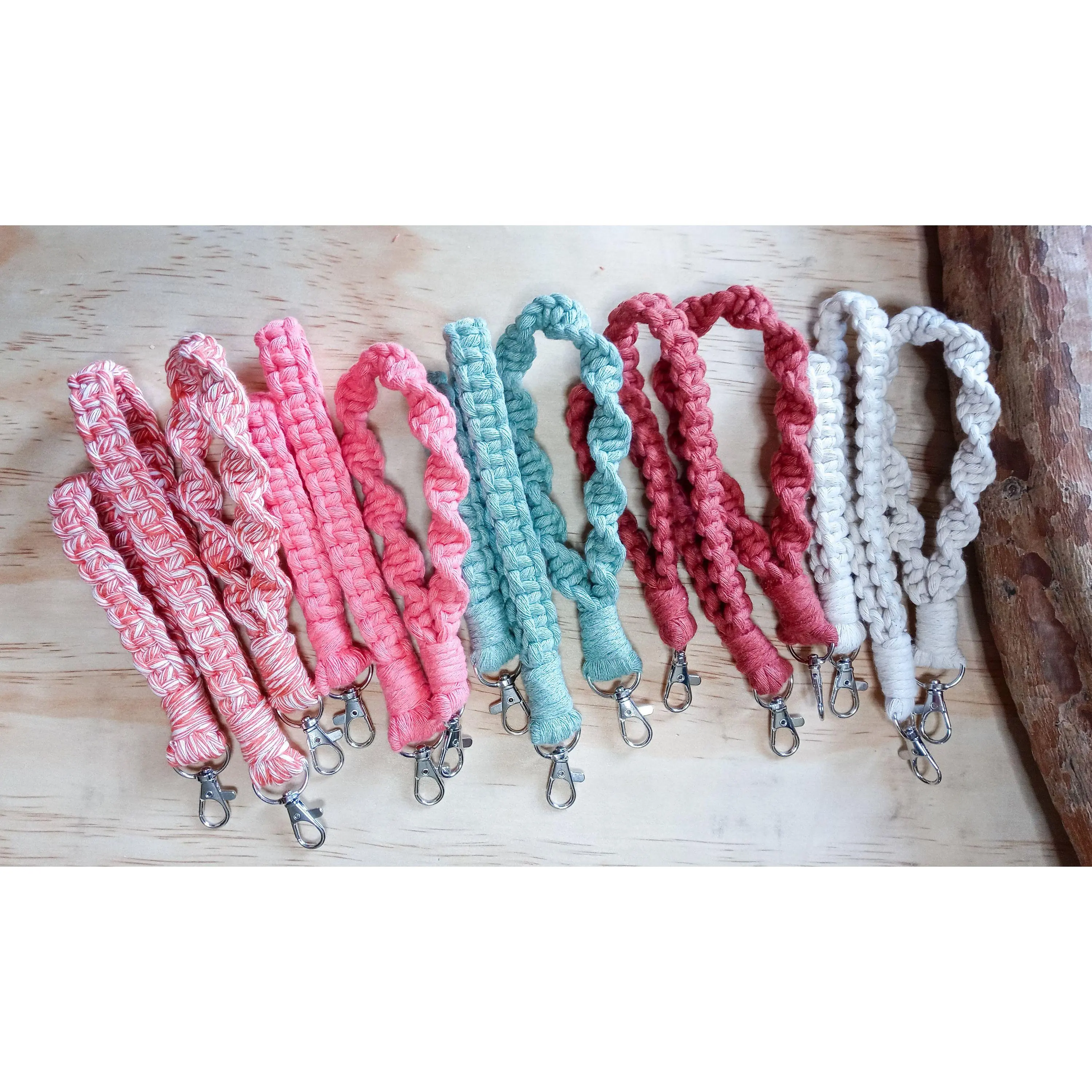 Back to Basics Macrame Keychain, Square Knot Wristlets, Twist Wristlets, Handmade Macrame Finger Loop Wristlets, Macrame Wristlets