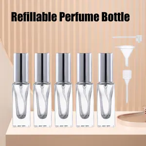 Travel Size Perfume Refill Bottle, 5 Set of 20ml Glass Perfume Spray Bottle Atomizer, Mini Portable Travel Cologne Dispenser Fine Mist Sprayer Toiletries Accessories Kit for Men Women