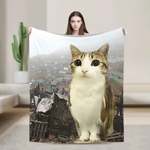Meowl Cat Owl Pet Toy Design Plush Animal Pattern Soft Cozy Blanket Home Decor Funny Throw Winter Travel Car Flannel Bedspread Weird Aesthetic Room Decor Unique Pet Lover Gift