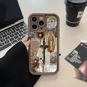 Virgin Mary Pattern Phone Case, Soft Silicone,Fully Protected and Shockproof For iPhone 17 16 15 Pro Max 14 13 12 11 X Plus Air Mini 17E Cover Bible Verse