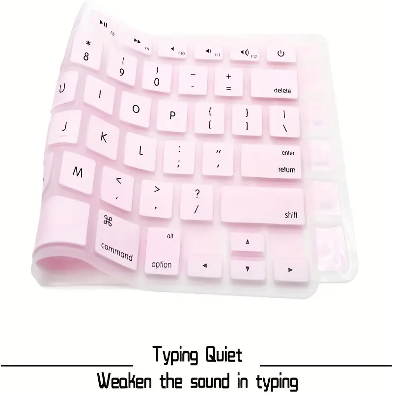 Silicone Keyboard Protector Cover for MacBook Air & Pro 13/15 All Versions - Pink/Light Beige, Sticker Form, Quiet Keys for Quieter Typing Experience, Reduces Noise, Scratch-Resistant, On-the-Go Use, Protects from Wear and Tear, Unisex, 15 In