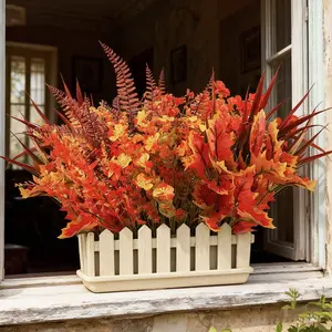 Outdoor Artificial Autumn Flowers 8-Piece Eucalyptus Holiday Decorations Plastic Plants for Halloween Christmas Windowsills Gardens Color Mixing Rustic Fall Artificial Flower Arrangements home entrance Decorative Hanging Ornaments