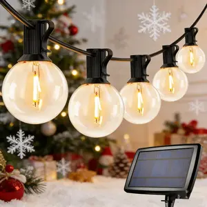 25-Light 50 ft. Outdoor/Indoor Solar USB LED G40 Integrated LED Globe w/Shatterproof 2700K for Patio Garden String Lightweddinglights