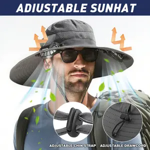 Rechargeable Solar Powered Fan Hat with Built-in Cooling Fan, Wide Brim Sun Protection Hat for Outdoor Fishing, Ventilated and Comfortable Cooling Sun Cap, Suitable for Men and Women, Ideal for Travel, Sports, Gardening and All Outdoor Summer Activities