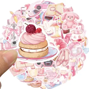 Aesthetic Girls Sticker, 50pcs/set Kawai Pink Sticker, Waterproof Vinyl Decal for Laptop Journal Party Supplies, Vanity Decor Accessories, Decorative Stickers