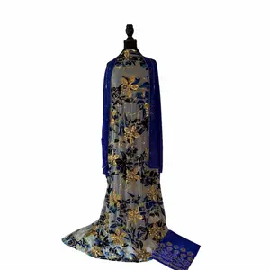 Golden Garden Driya Collection 3 pcs unstiched dirac with gold floral designs perfect for eid wedding and special occasions in emerald green royal blue and rose pink