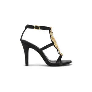 Jeffrey Campbell Reptilia Sandal in Black & Gold