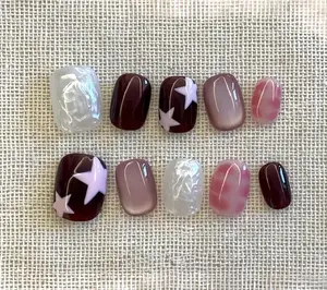 Y2K Star Press On Nails: Hand-Painted Faux Acrylic Gel Nails