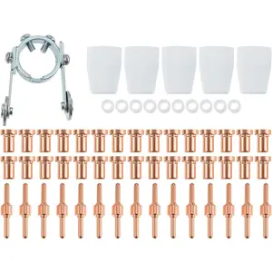 61 Pcs PT31 Plasma Cutting Consumables Set - Nozzle & Electrode Accessories CUT-40, CUT-45, CUT-50D, JG-40, LG-40, CT-312 Plasma with PT-31 Roller Guide