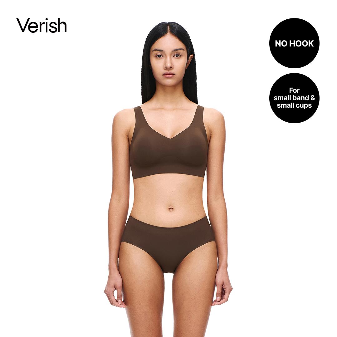 [VERISH] Cool Fit Bra Volume No-Hook - SIZE UP RECOMMENDED - Korean Seamless Wire-Free Bralette Deep V - Comfortable Everyday Bra No Underwire for Women