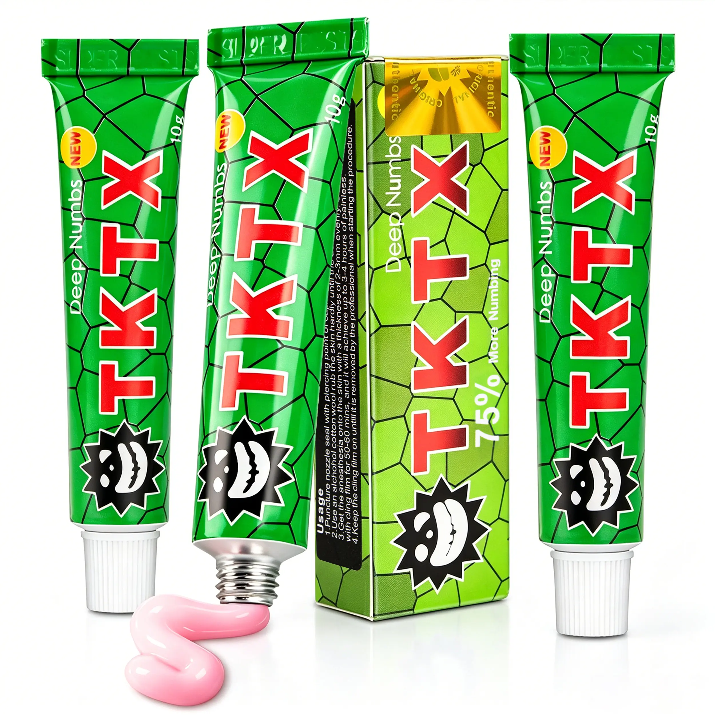 T-K-T-X Numbing Cream Buy 2 Get 1 Free - (3 Pack), Tattoos PainlessProcedure Strong - Natural Ingredients - For 6-8 HoursLimited Edition Tattoo External Cream 10g.