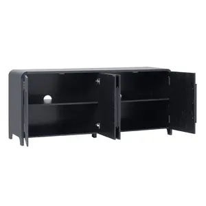 Walker Edison WECHA11704BL1 30 x 20 x 70 in. Modern Curved Buffet Sideboard & TV Stand for Up to 80 in. TV, Black