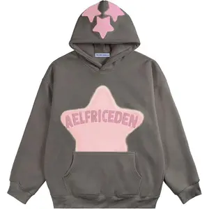 Womens Graphic Hoodies Pink Star Print Hoodie Unisex Oversized Hoodies Long Sleeve Pocket Pullover Womenswear Sweatshirts