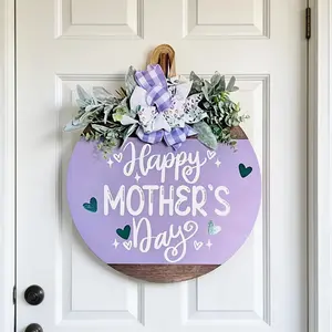 Mother's Day Decorations Purple Door Hanging Wooden Sign Creative Home Decor for Elegant Warmth and Versatile Style Ideal Gift