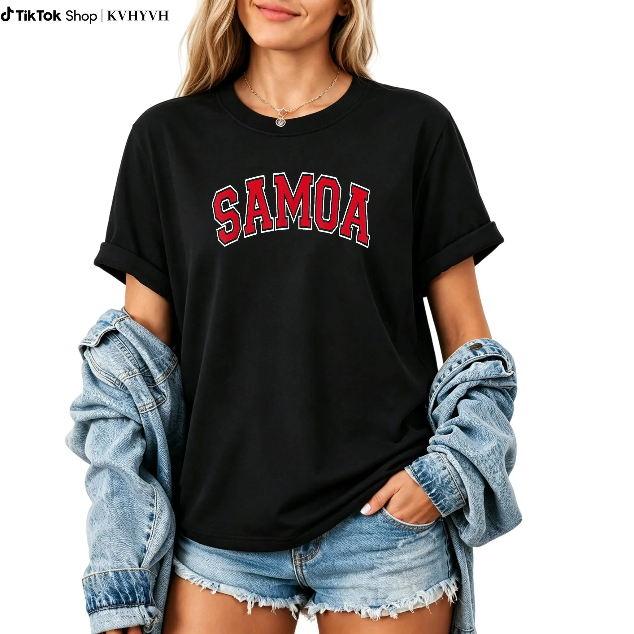 Samoa Hoodie for Adults – Arched Red Text Design, Long Sleeves Fabric Layer Sweatshirts Classic Prints Menswear