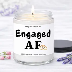 Engaged AF Funny Candle – Meaningful Engagement Gifts for Couples – Thoughtful Bride-to-Be Present – Bridal Shower Gift – Personalized Romantic Keepsake for Newly Engaged Women – Valentine's Day Engaged Couple Highly Scented Soy Candle Gift Idea