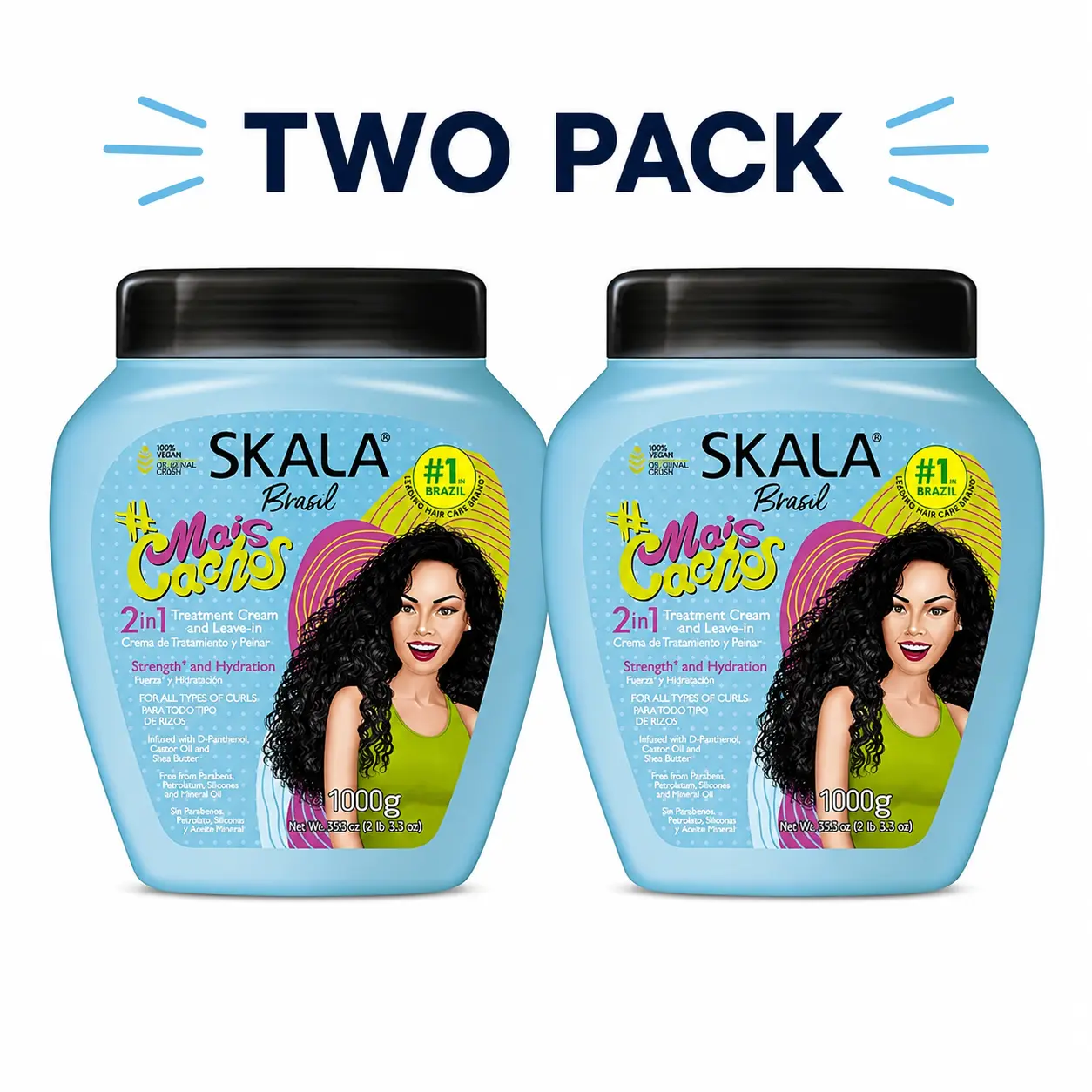 2pack - Skala Brasil Mais Cachos 2in1 Treatment Cream and Leave-In 1000g for All Types of Curls Strength and Hydration