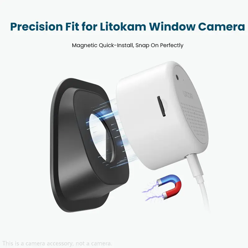 Litokam Adjustable Angle Tilt Wireless Outdoor Security Camera Holder for Monitoring, No-Screw Self-Adhesive Damage-Free Magnetic Quick-Install, No Reflections, Door & Window Compatible (Litokam Window Camera C4 Model)