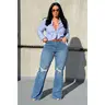 Tall Doubling Down Ripped Flare Jeans - Medium Wash