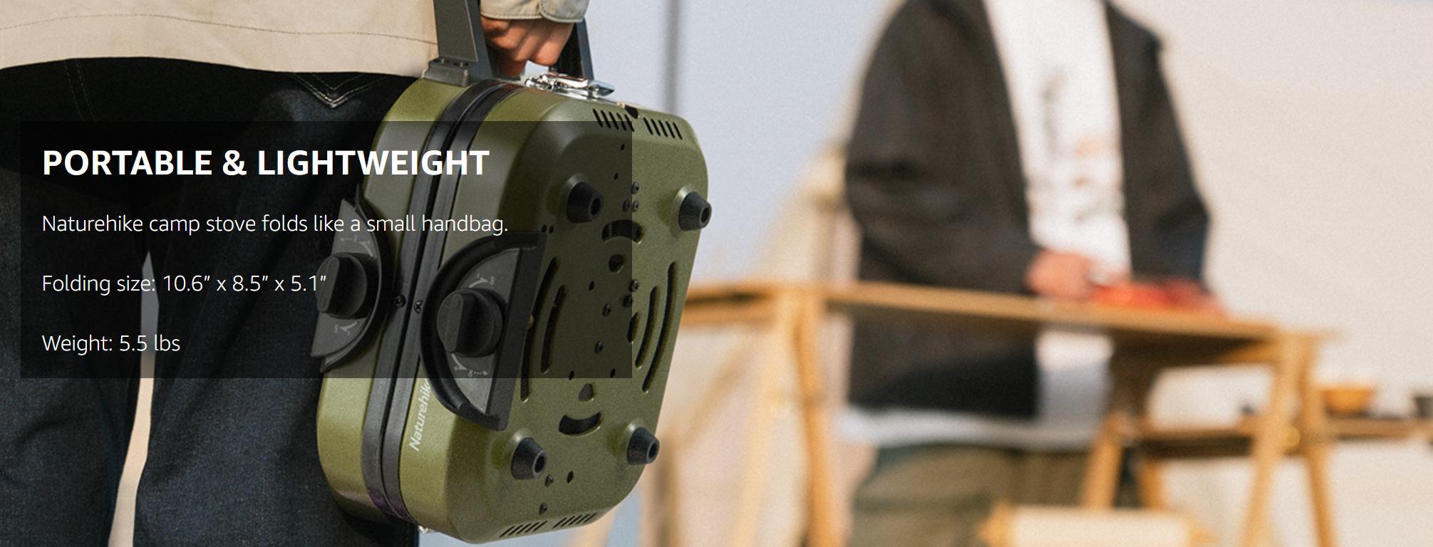 Naturehike 2-Burner Folding Camping Stove with Griddle - Lightweight Portable Gas Stove for Outdoor Cooking, 16000 BTU Adjustable Burners Foldable FathersDayGift