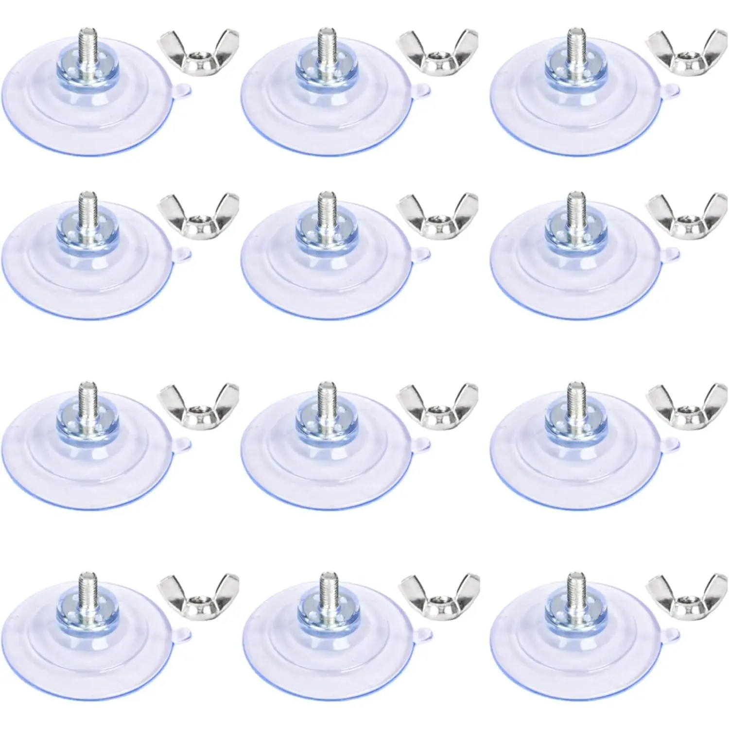 12 count Suction Cup with Screw 1.6 Inches PVC Clear Sucker Pads with M5 Screw Nut, for Shade Cloth Windshield License Plate