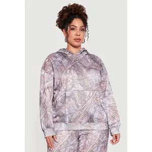Plus Size Almost Famous Hunter Camouflage Pullover Hoodie