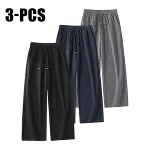 3-pack men’s jacquard pants — men’s casual athletic long pants, outdoor long pants with pockets and drawstring, knit jacquard fabric, suitable for everyday wear, workouts, running, and other activities; an excellent gift choice for men’s clothing.