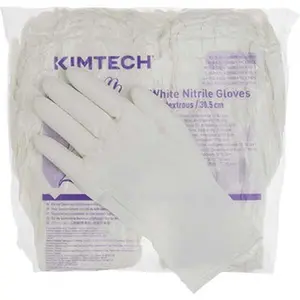 Kimtech Cleaning Static Diss. Disposable Nitrile Gloves, Size XL, 6.3 mil, Cleanroom Grade, Powder Free, 12" Long, White, Smooth Beaded Rolled Cuffs, Ambidextrous, Model 56886