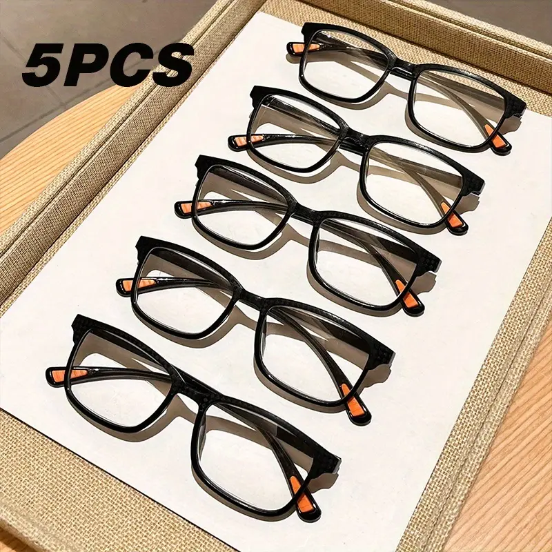 Men's Reading Glasses with Sports Design, Anti-Blue Light Reader, Comfortable, Flexible and Lightweight, 5PC