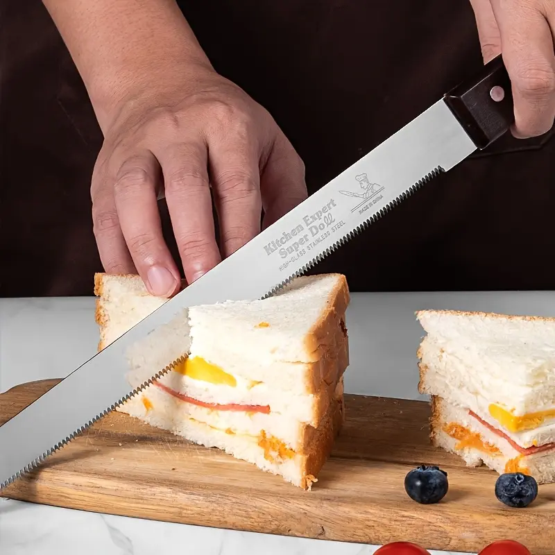 Professional Stainless Steel Serrated Bread Knife 1 Blade Set, Cake & Sandwich Slicer for Camp Kitchen Use (Sports & Outdoor Camping & Hiking Gear)