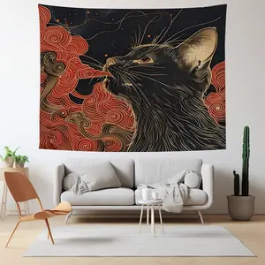 Cat Tapestry Ukiyoe Cat Backdrop Japanese Theme Wall Hanging Photography Background Artistic Decor for Living Room Bedroom Indoor Outdoor Home Decoration