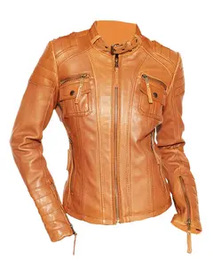 Women’s Buckle Collar Biker Quilted Leather Jacket