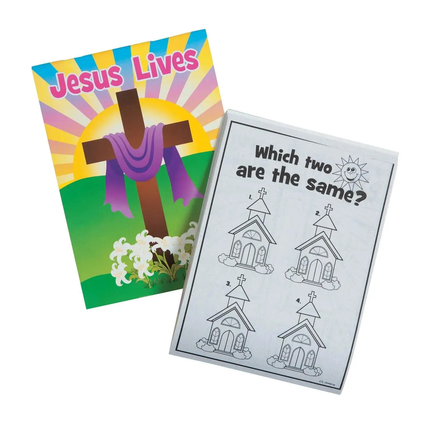 Fun He Lives Activity Pads for Easter - 12 Pc. for Kids, Puzzles, Coloring Pages