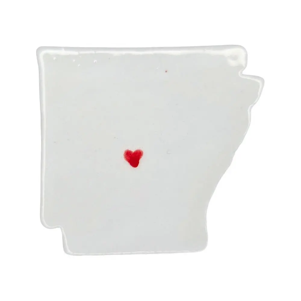 Little Rock Ceramic Magnet for Fridge - Handmade Arkansas Souvenir with Red Heart Design