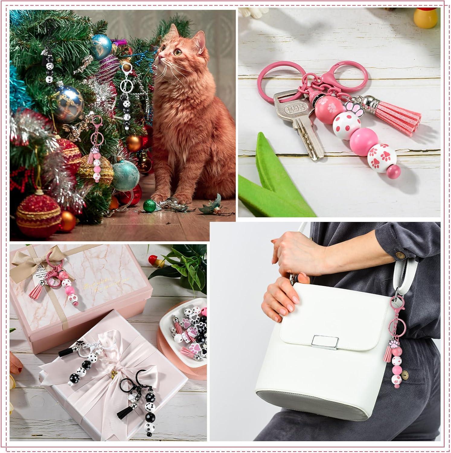 108 bead keychain set, including 10 keychains, 10 lobster chains, 38 various beads, 10 tassels, 10 bull pendants, and 30 spacer beads DIY craft gifts