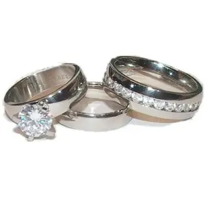 His Her Wedding Ring Set Stainless Steel Wedding Rings Couples Rings