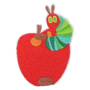 Apple Bug Embroidered Patch for Ironing, Back Adhesive for Clothes Caps and Jackets, Cute Decorative Accessory, Fruit Embroidery