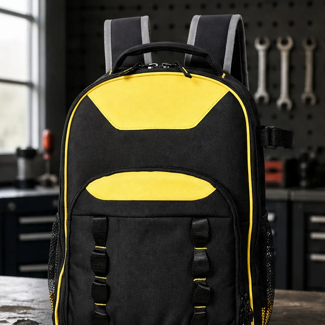 ARCH Heavy-Duty Oxford Cloth Multifunctional Tool Backpack, 600D Tear-Resistant Electrician Technician Tool Bag with Multiple Pockets, Padded Ergonomic Backrest, Laptop & Power Tool Compartments, 25kg Load Capacity, Black/Yellow Options