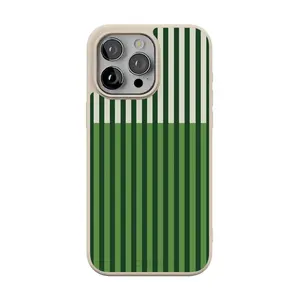 Casely iPhone 15 Pro Case | Clubhouse | Fairway Stripes | Align Soft-Touch Flexible Bumper Case | Compatible with MagSafe