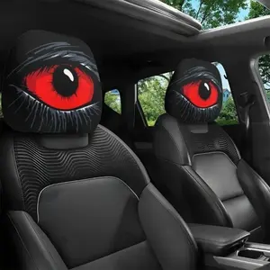 Red Devil Eye Gothic Punk Car Headrest Covers, Red & Black Soft Breathable Washable Head Rest Protectors, Universal Fit for Sedan SUV Truck, Stylish Automotive Interior Decor Cool Car Accessories for Men & Women, Car Interior Accessory, Accessories For Ca