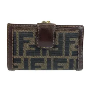 Pre-owned FENDI Canvas Small Leather Goods Zucca Leather Wallet