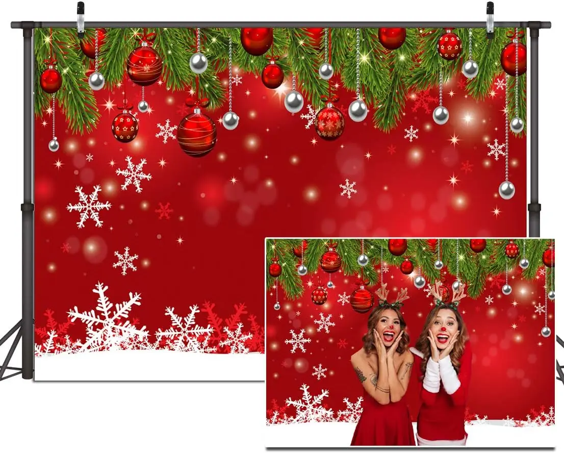 7X5Ft Red Christmas Backdrop Snowflake Christmas Backdrop New Year Eve Photogra Dudaacvt
