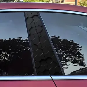 Hexagon Pattern Car Sticker, Durable Vinyl B-pillar External Protective Film, Self-adhesive Car Sticker for Car Exterior Decoration, Side Decals