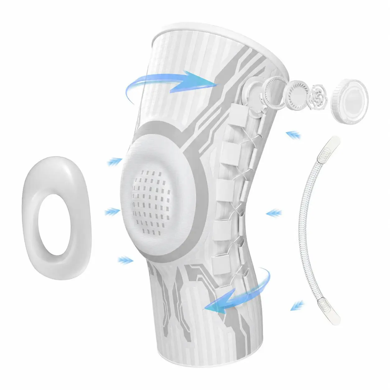 Knob Knee Brace for Pain Relief with Patella Gel Pad & Side Stabilizers, Adjustable Compression Sleeve for Arthritis, Joint Pain, Meniscus Tear, Professional Dial System, Left/Right Specific Design